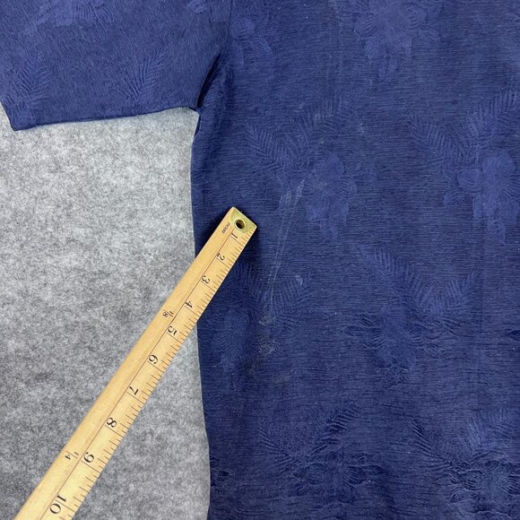 Eagle Dry Goods Mens L Navy 100% Silk Resort Camp Short Sleeve Hawaiian Shirt - Picture 12 of 13